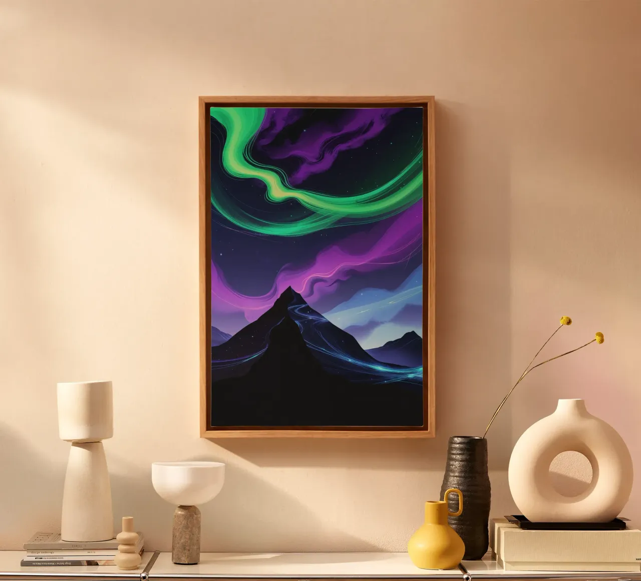 Dancing Aurora Over Majestic Peaks tela con Cornice a cassetta da AlbertKlee