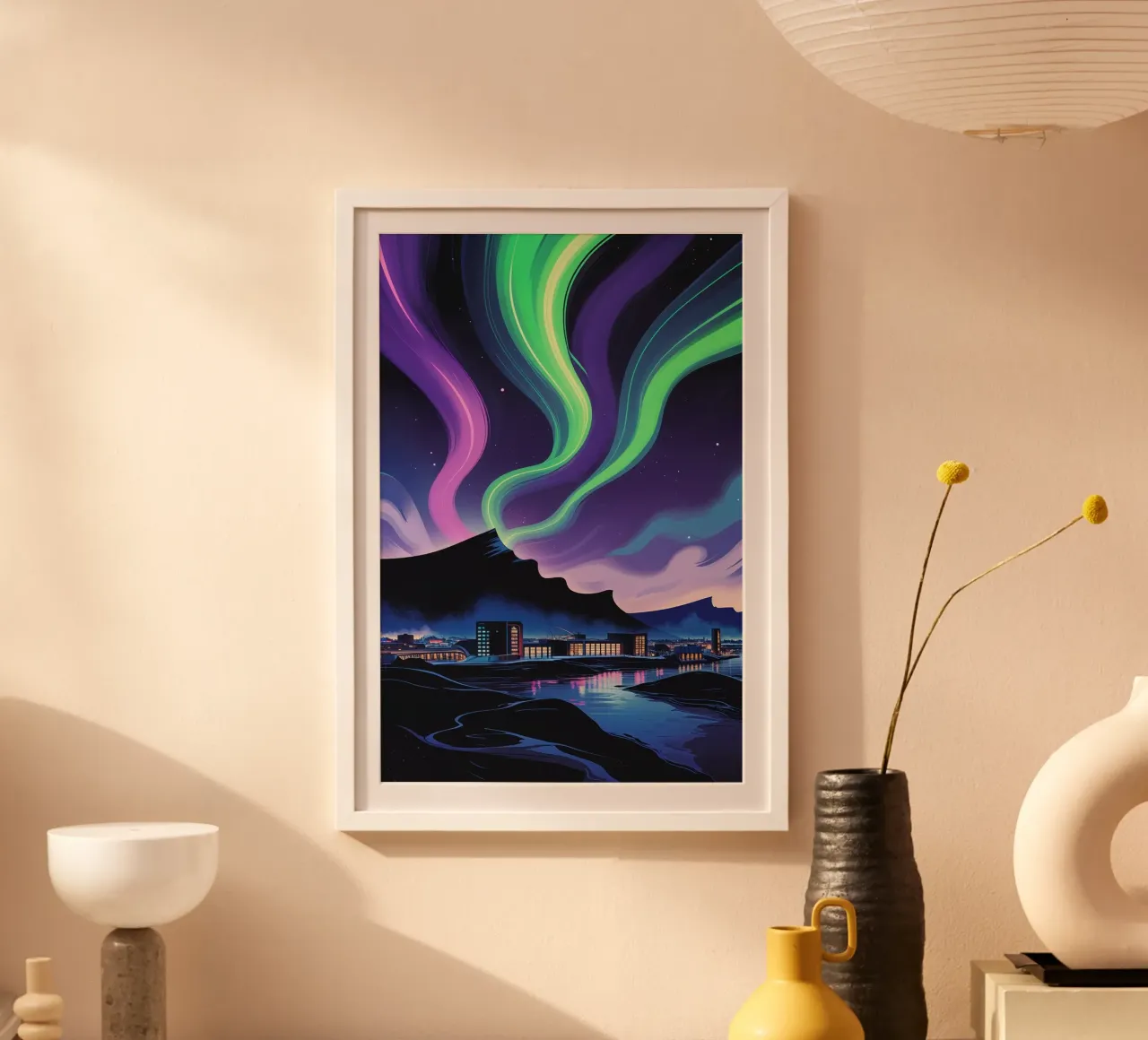 Aurora's Magic in the Cityscape poster con telaio in plastica da AlbertKlee