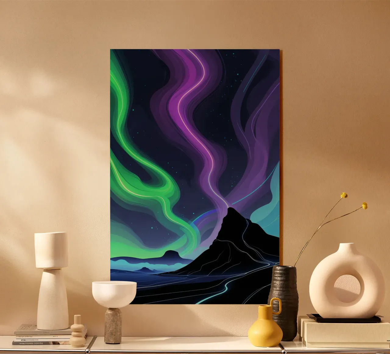 Ethereal Peaks Under Aurora Skies plexiglass da AlbertKlee