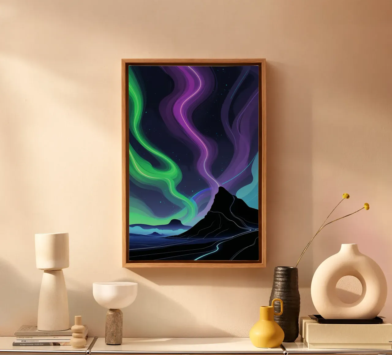 Ethereal Peaks Under Aurora Skies tela con Cornice a cassetta da AlbertKlee