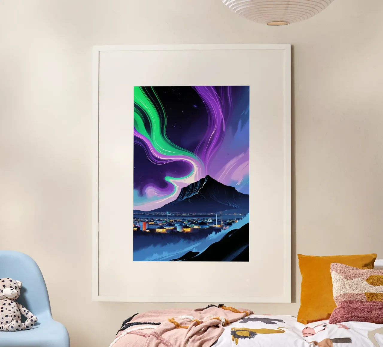 Mountain Majesty Under Aurora Hues poster da AlbertKlee