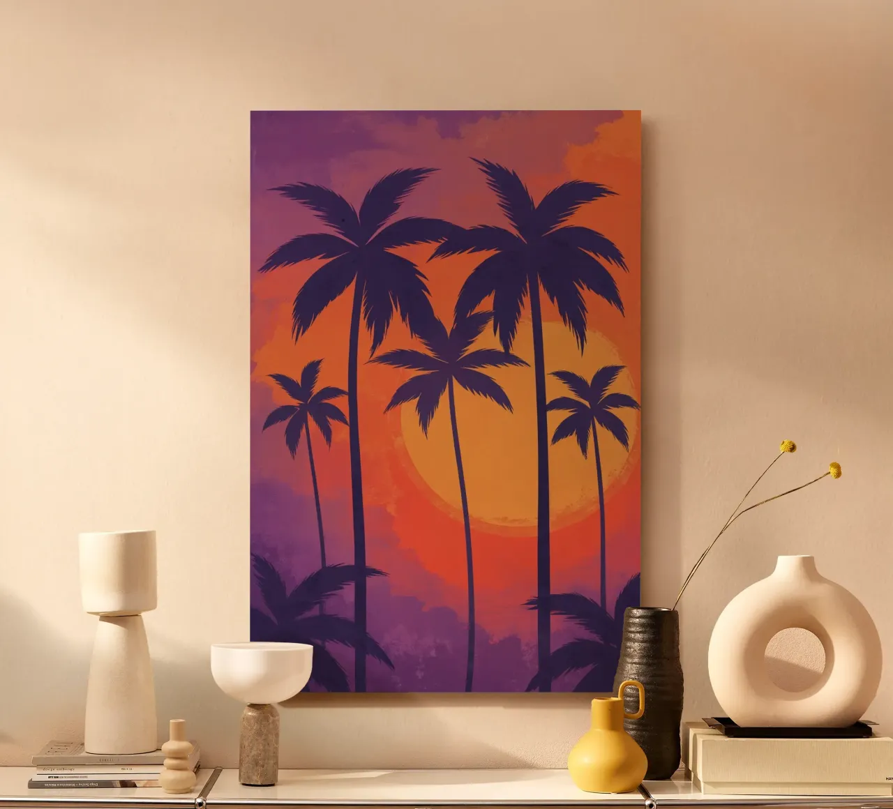 Radiant Palms at Sunset alluminio dibond da AlbertKlee