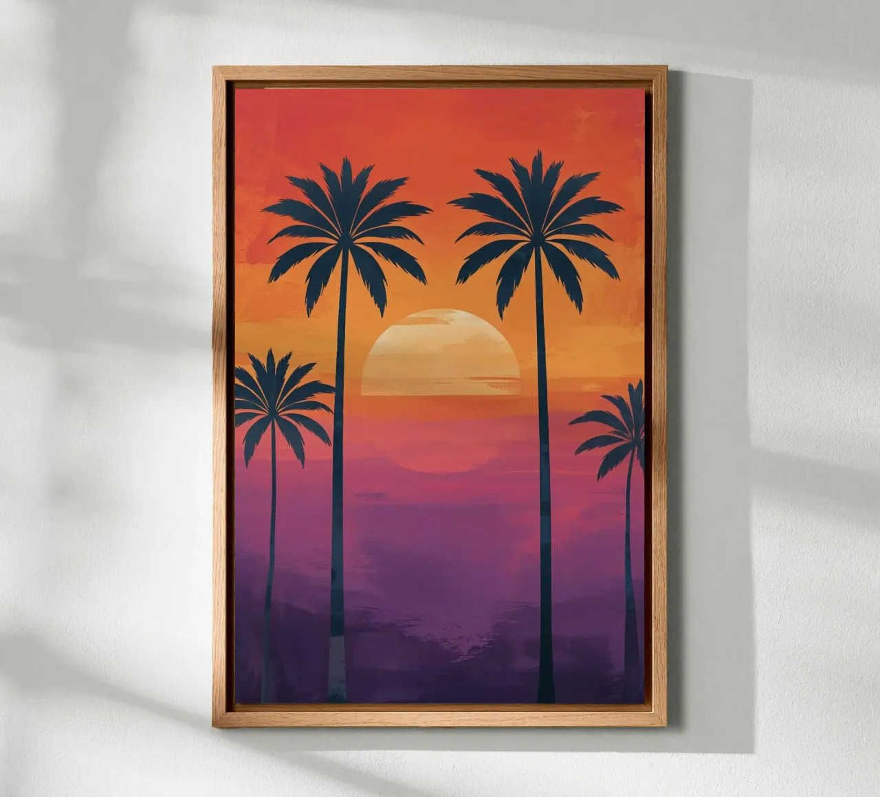 Bold Palms and Fiery Skies tela con Cornice a cassetta da AlbertKlee