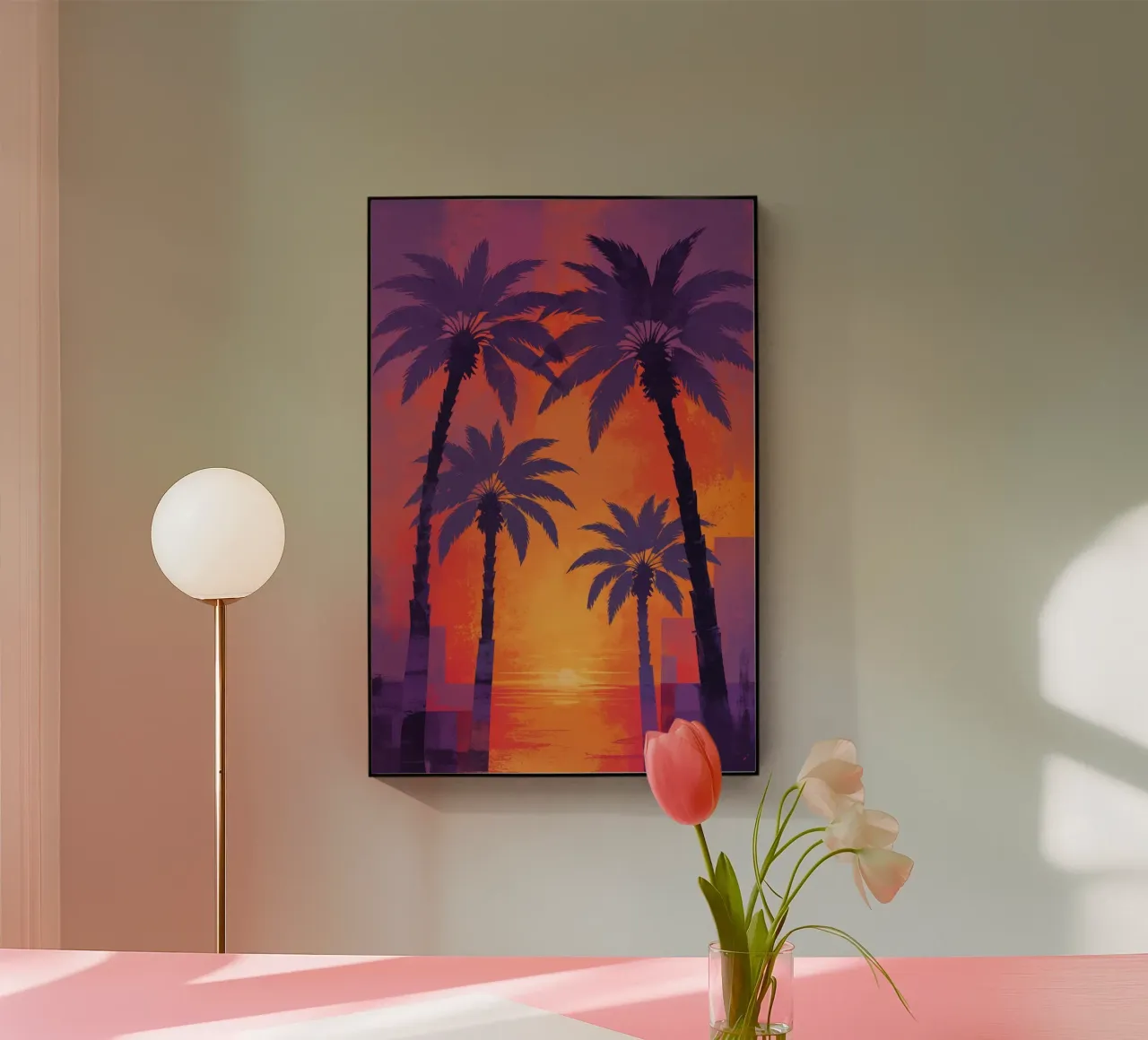 Serene Sunset with Majestic Palms plexiglass da AlbertKlee