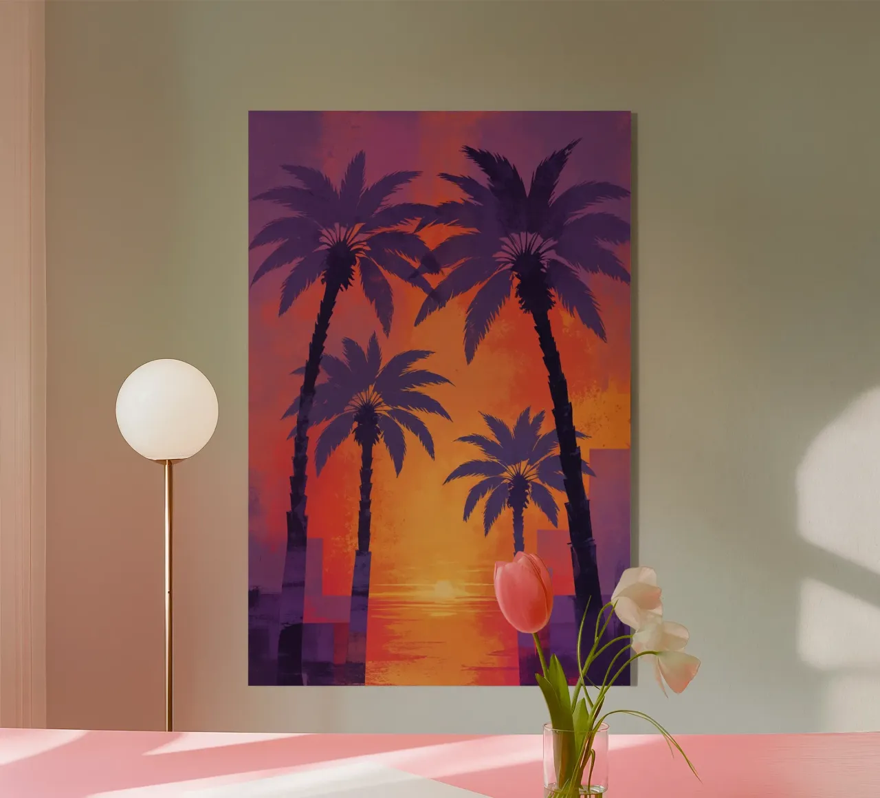 Serene Sunset with Majestic Palms plexiglass da AlbertKlee