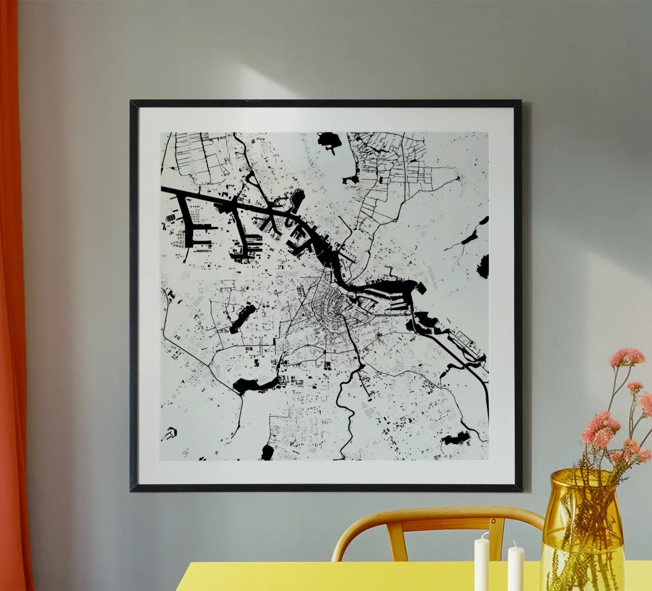 Amsterdam White poster con telaio in alluminio da Urban Maps