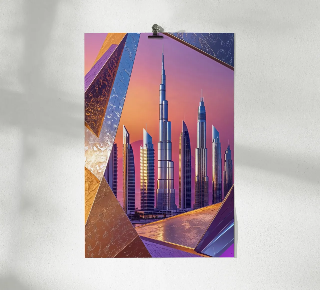 Dubai’s Abstract Skyline: Sunset Reverie poster da AlbertKlee