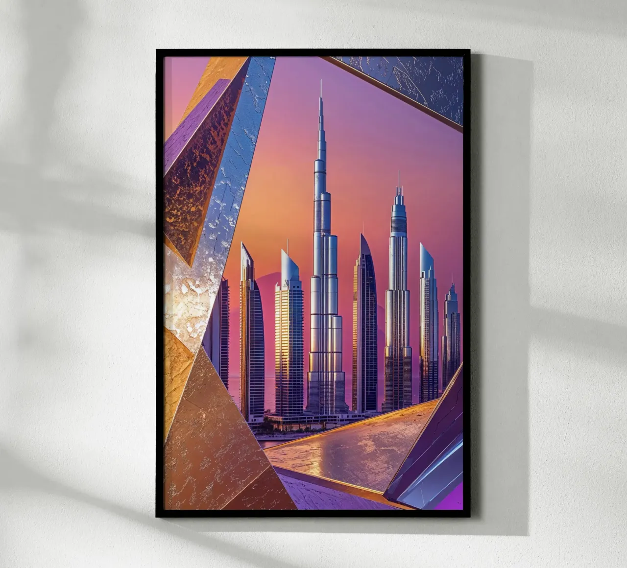 Dubai’s Abstract Skyline: Sunset Reverie poster da AlbertKlee