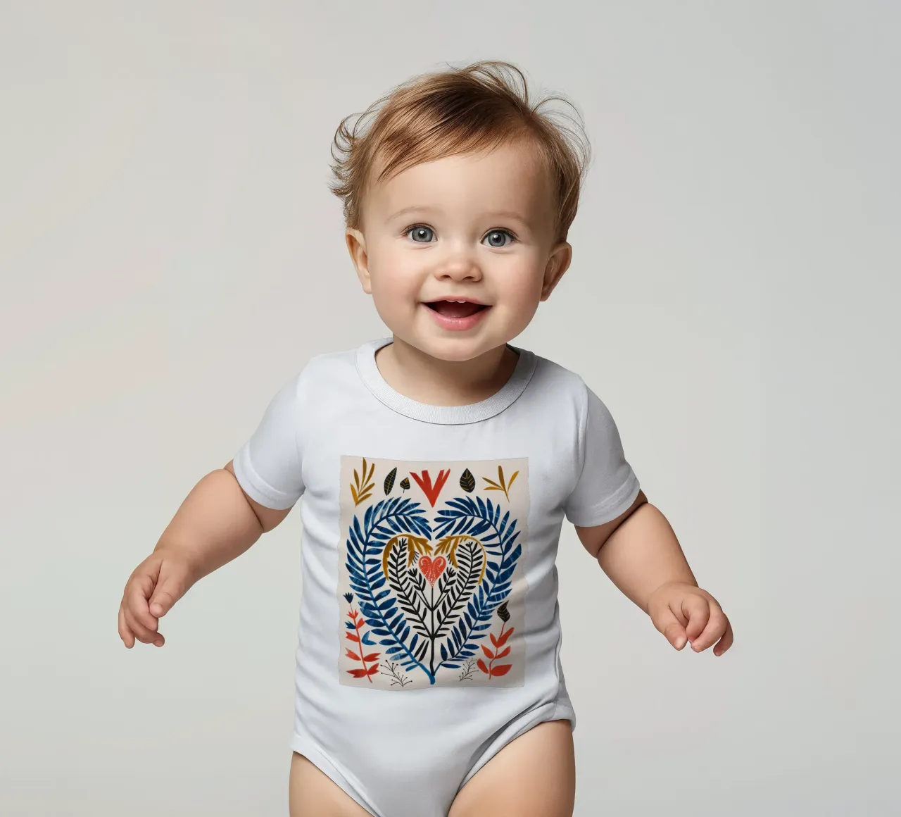 Boho Botanical Valentines Day Amore Cuore Fiore Astratto body neonato maniche corte da Gentle Echoes Art