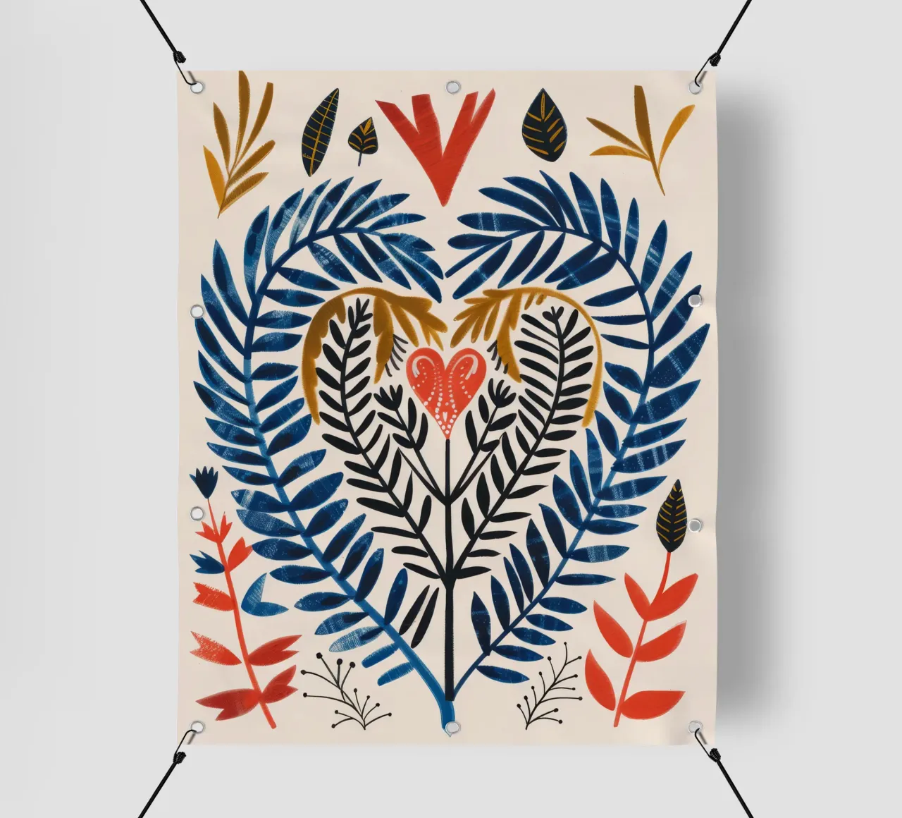 Boho Botanical Valentines Day Amore Cuore Fiore Astratto telo in pvc da Gentle Echoes Art
