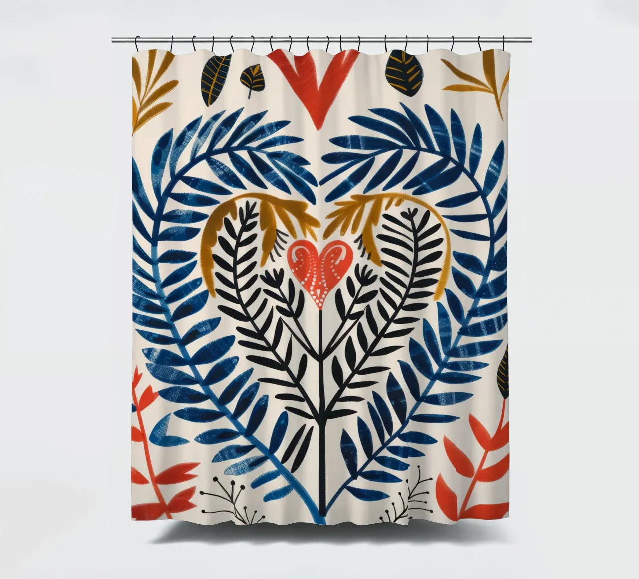 Boho Botanical Valentines Day Amore Cuore Fiore Astratto tenda da doccia da Gentle Echoes Art
