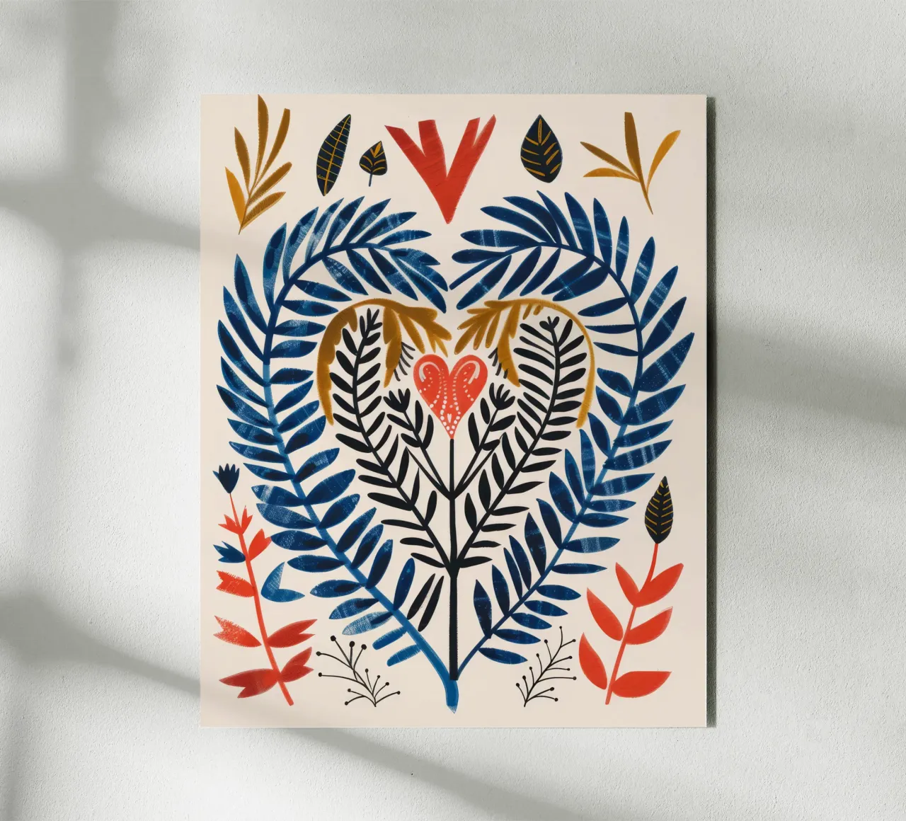 Boho Botanical Valentines Day Amore Cuore Fiore Astratto alluminio dibond da Gentle Echoes Art