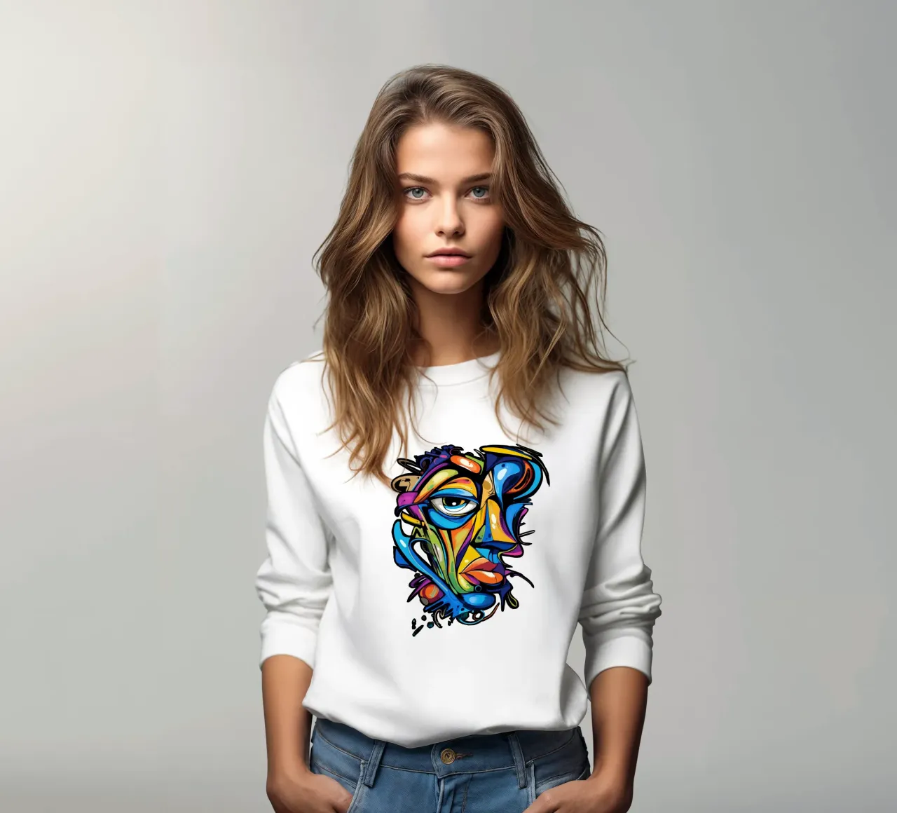 Face #2 sweatshirt van Art Unleashed