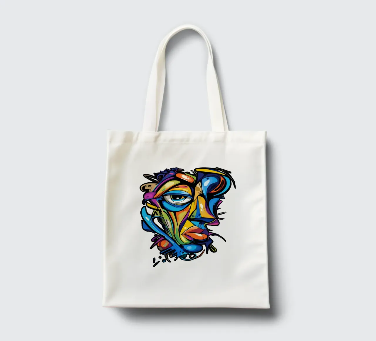 Face #2 borsa in juta da Art Unleashed