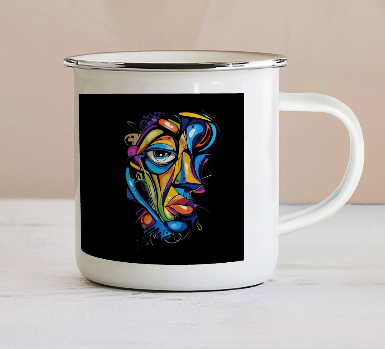 Face #2 tazza in smalto da Art Unleashed