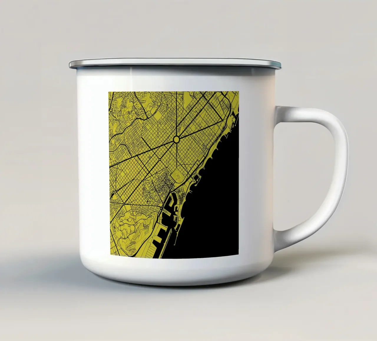 Barcelona Yellow tazza in smalto da Urban Maps