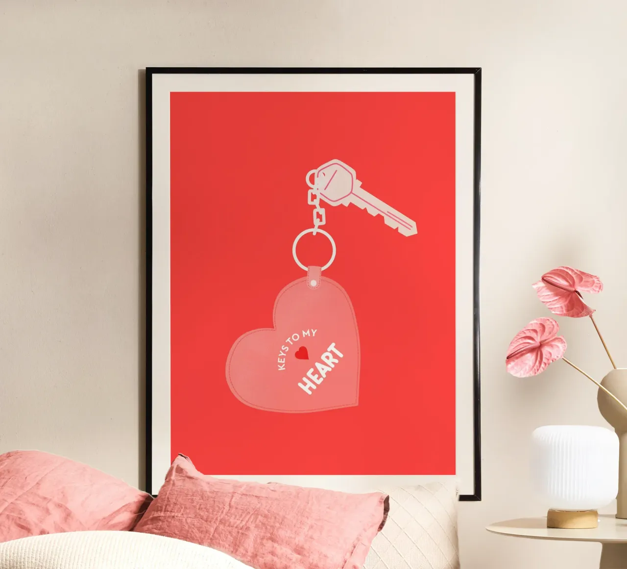 Key's To My Heart, stampa di San Valentino, arte murale con cuore d'amore poster con telaio in alluminio da PrintStudio