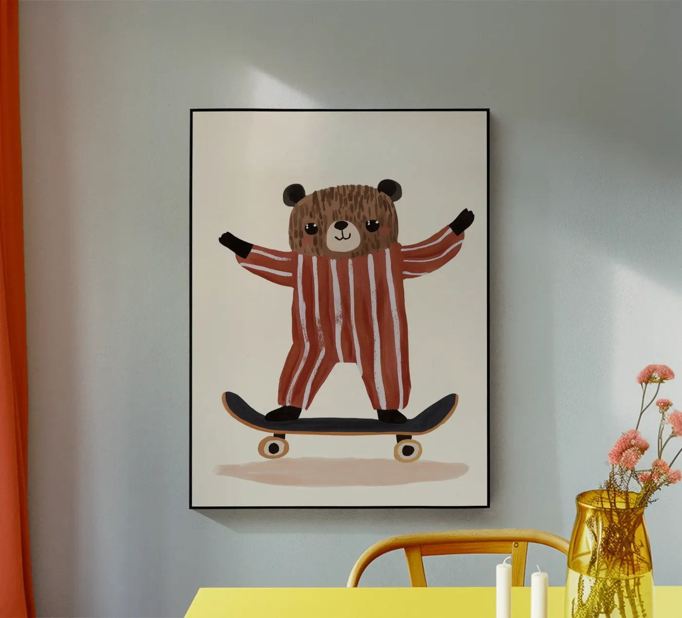 Skating Teddy acryl van treechild