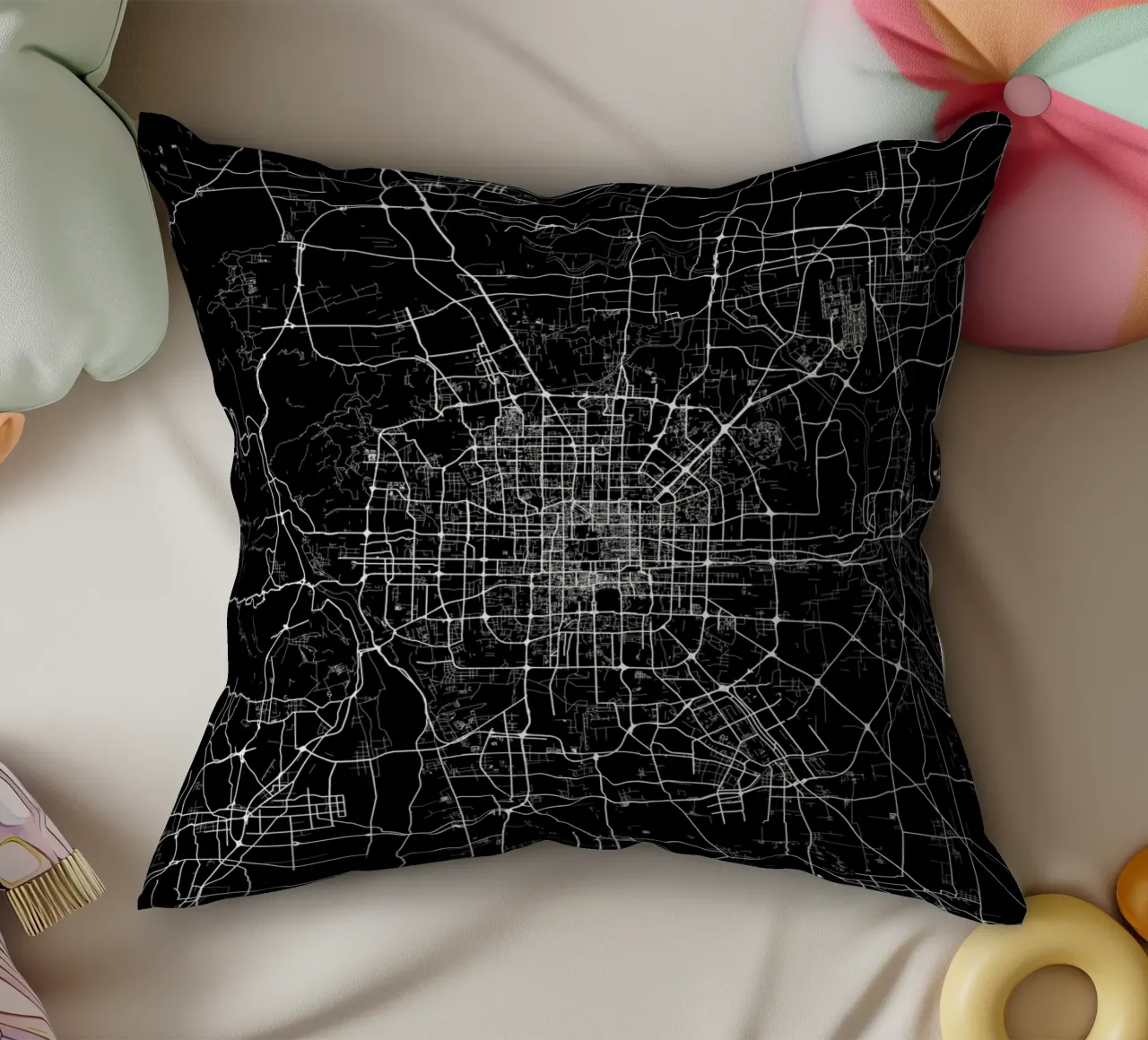 Bejing Black cuscino da Urban Maps