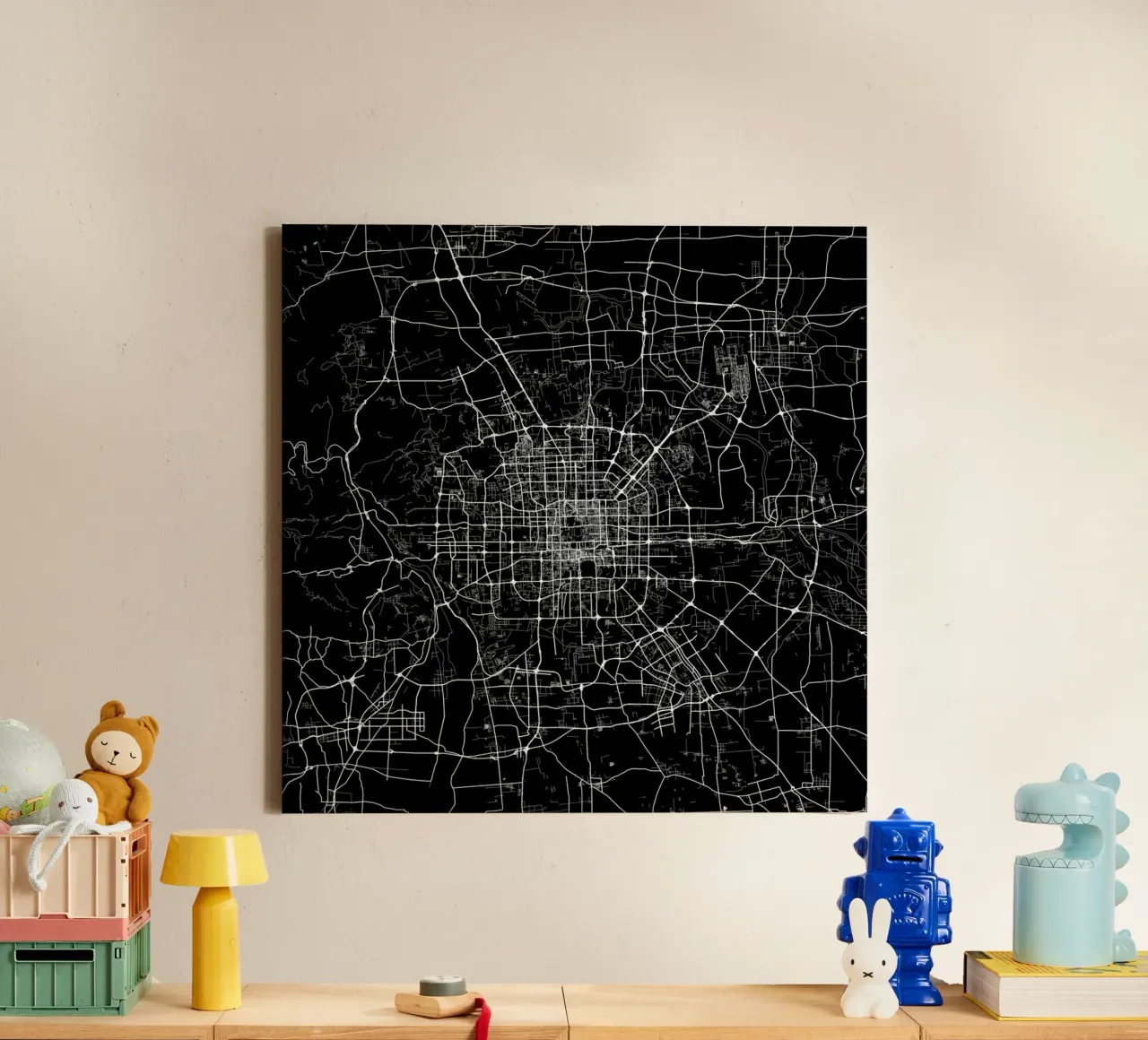 Bejing Black tela con Cornice a cassetta da Urban Maps