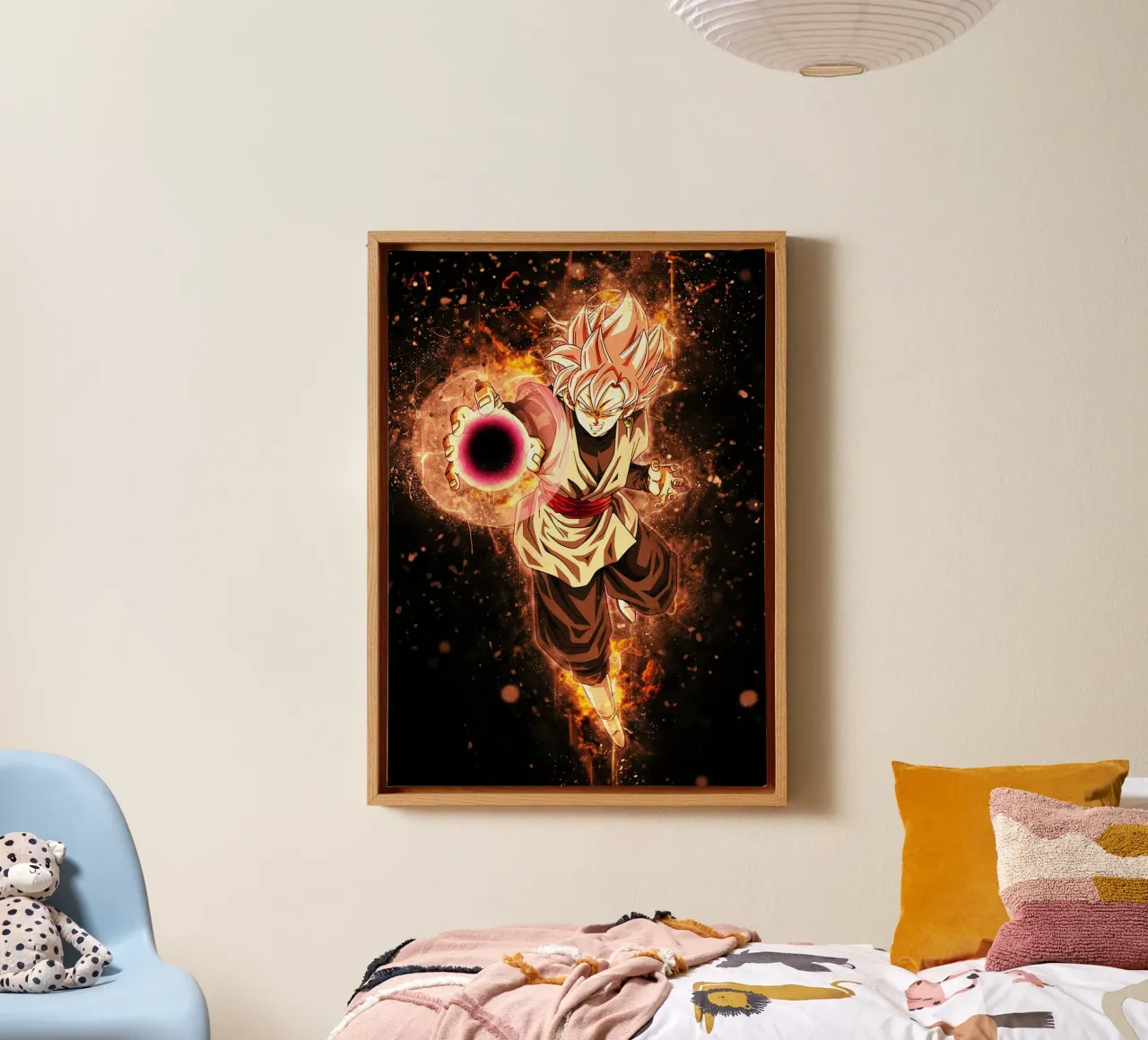Black SSJ Rose tela con Cornice a cassetta da Neonartstudio