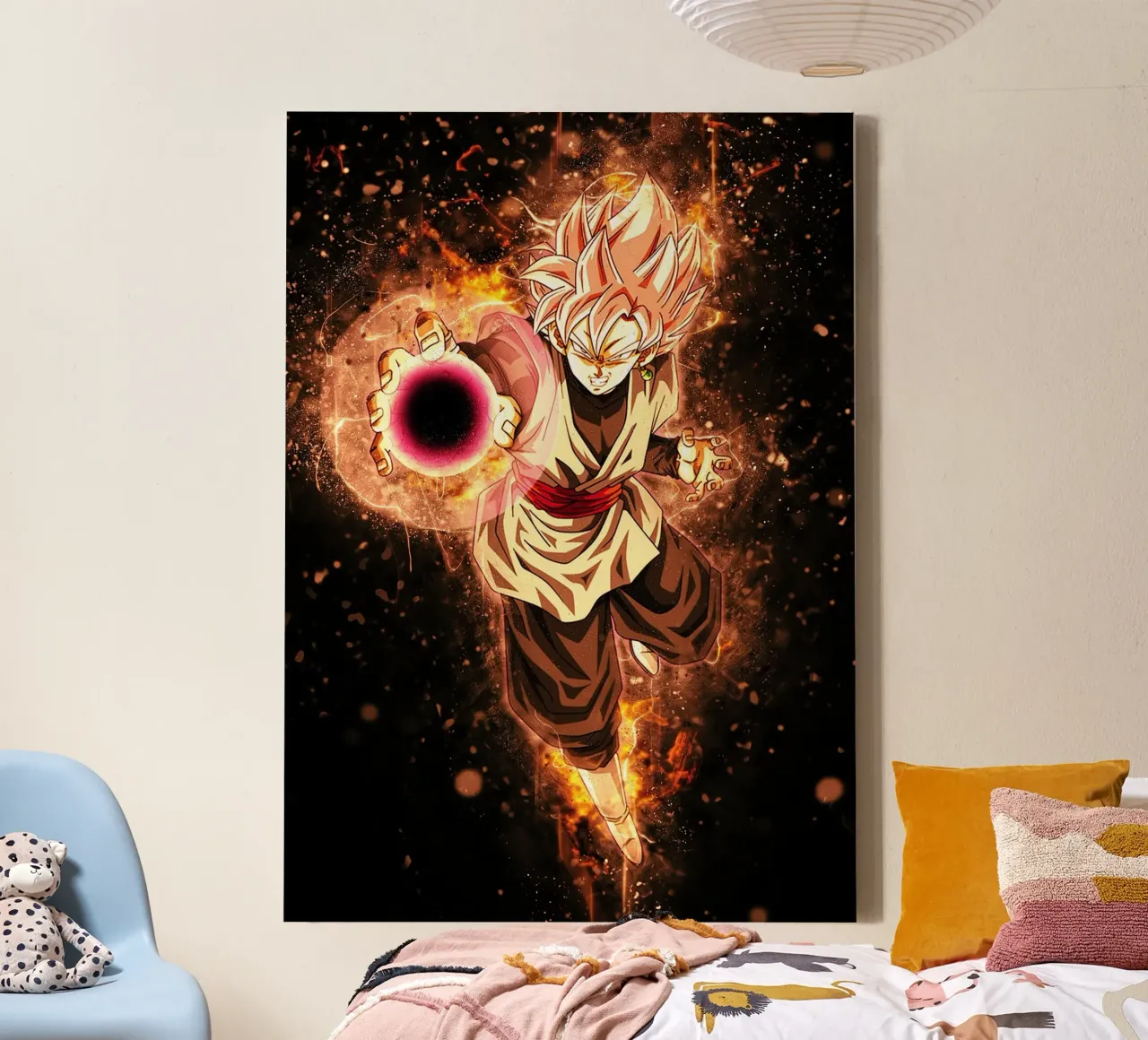Black SSJ Rose tela con Cornice a cassetta da Neonartstudio