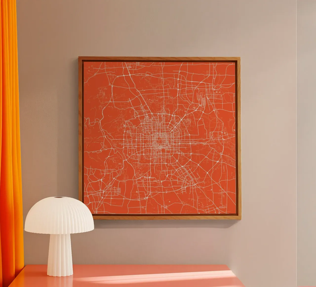 Bejing Red acryl van Urban Maps