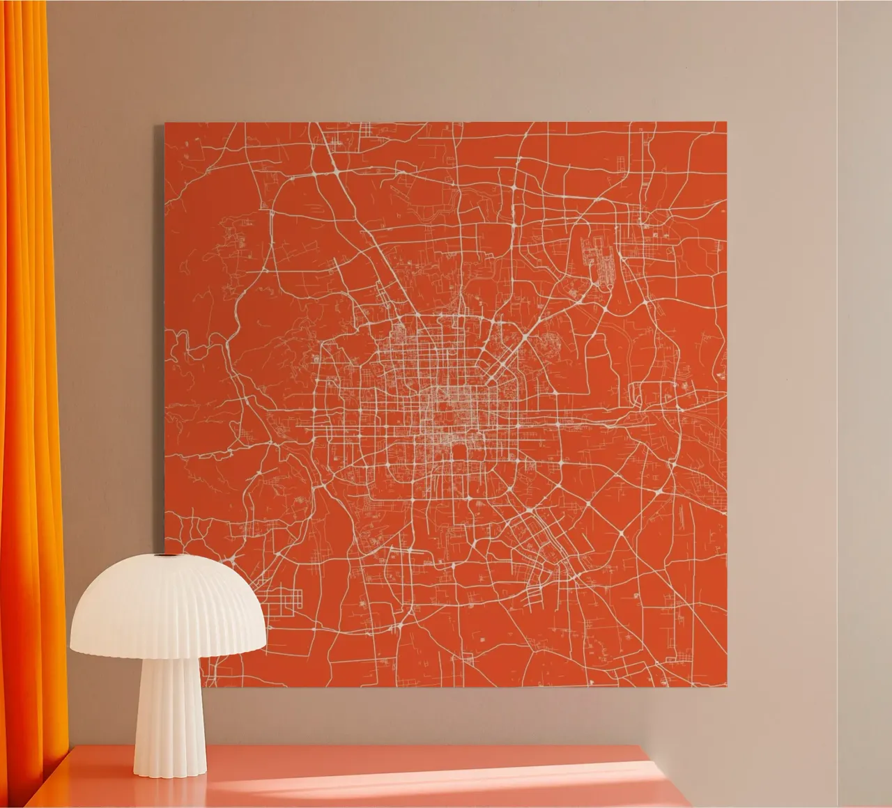 Bejing Red acryl van Urban Maps