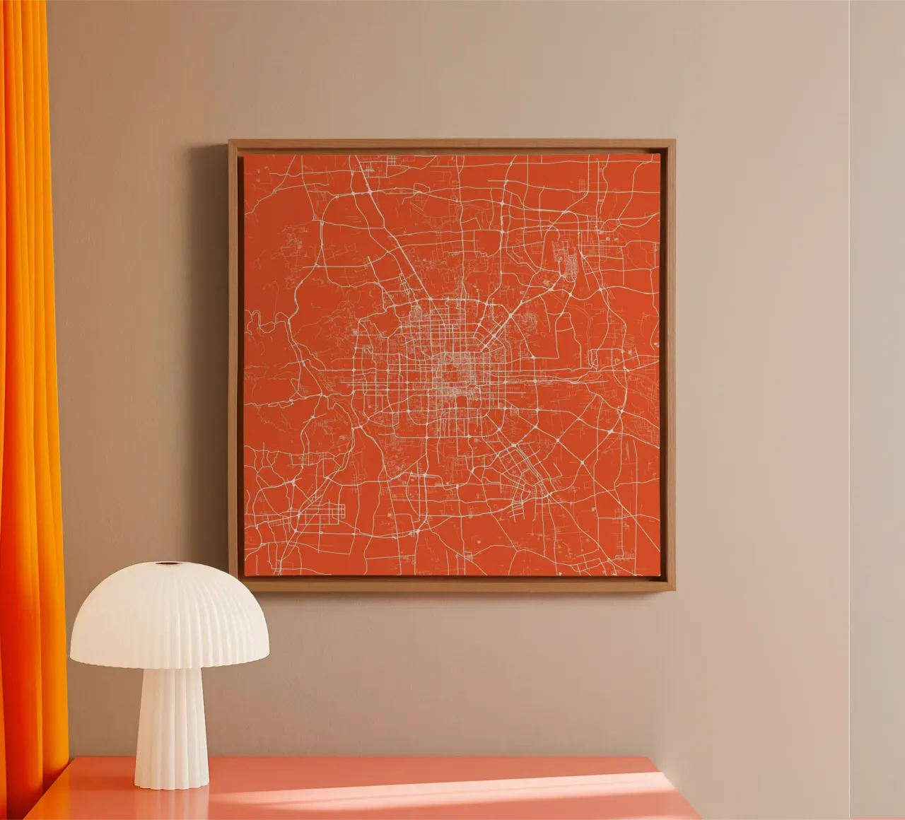 Bejing Red tela con Cornice a cassetta da Urban Maps