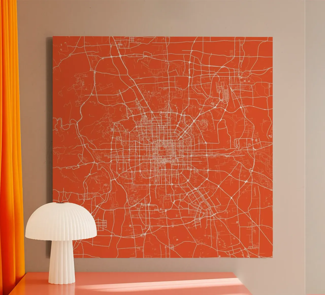 Bejing Red tela con Cornice a cassetta da Urban Maps