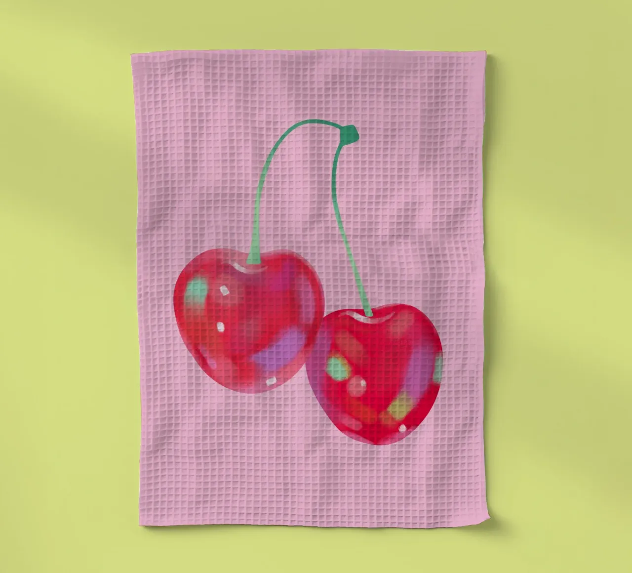 Cherry Pink Wall Art, Aesthetic Pink PosterCherry Poster tea towel by PrintStudio