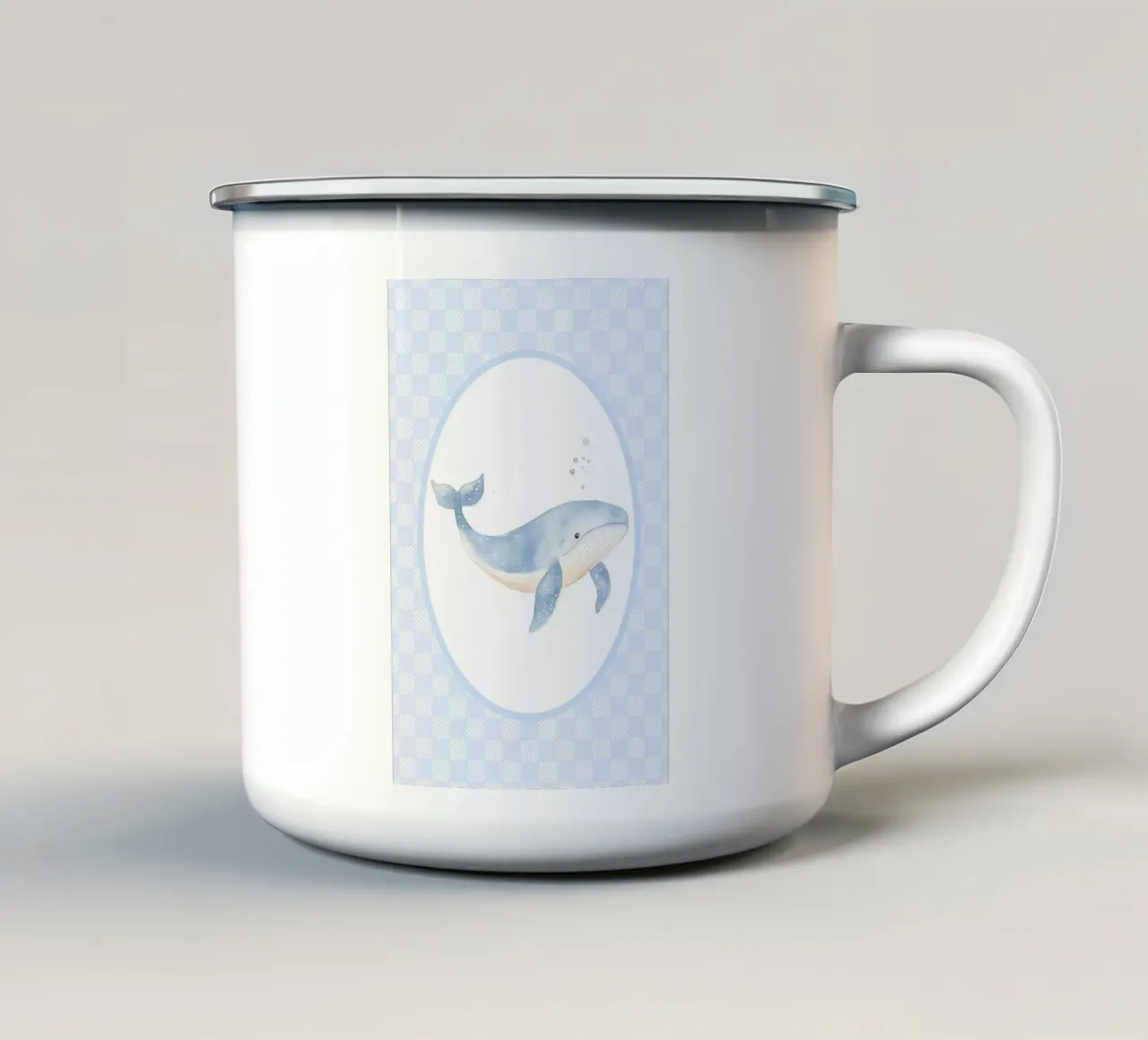 Balenottera azzurra stravagante tazza in smalto da Jungle Joy Art