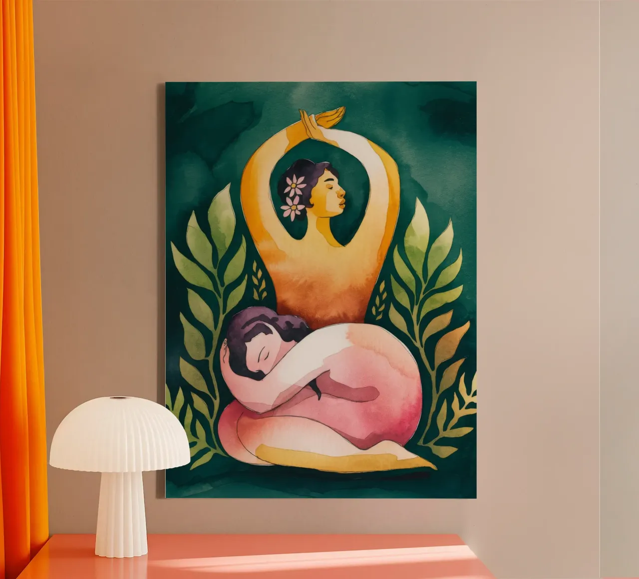 Protective Embrace canvas with Floater frame by Artie Shifa