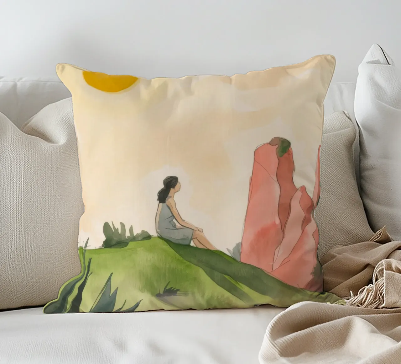 Sunlit Reverie decorative cushion by Artie Shifa