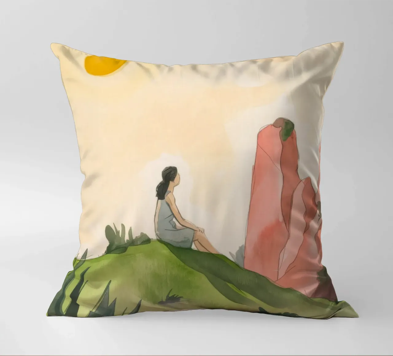 Sunlit Reverie decorative cushion by Artie Shifa