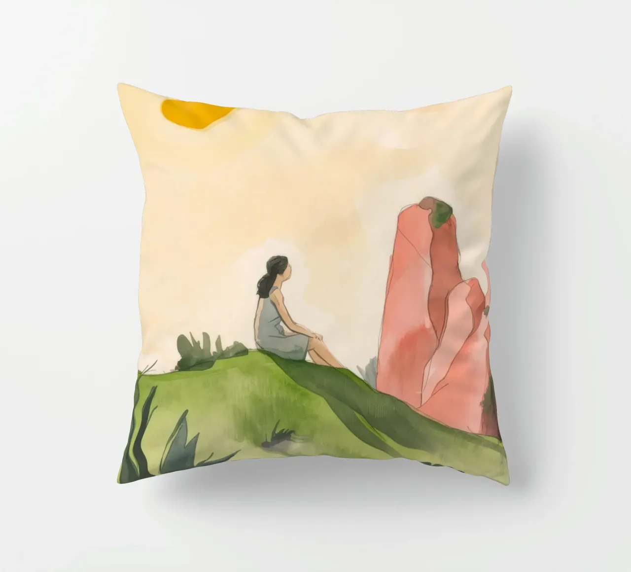 Sunlit Reverie decorative cushion by Artie Shifa