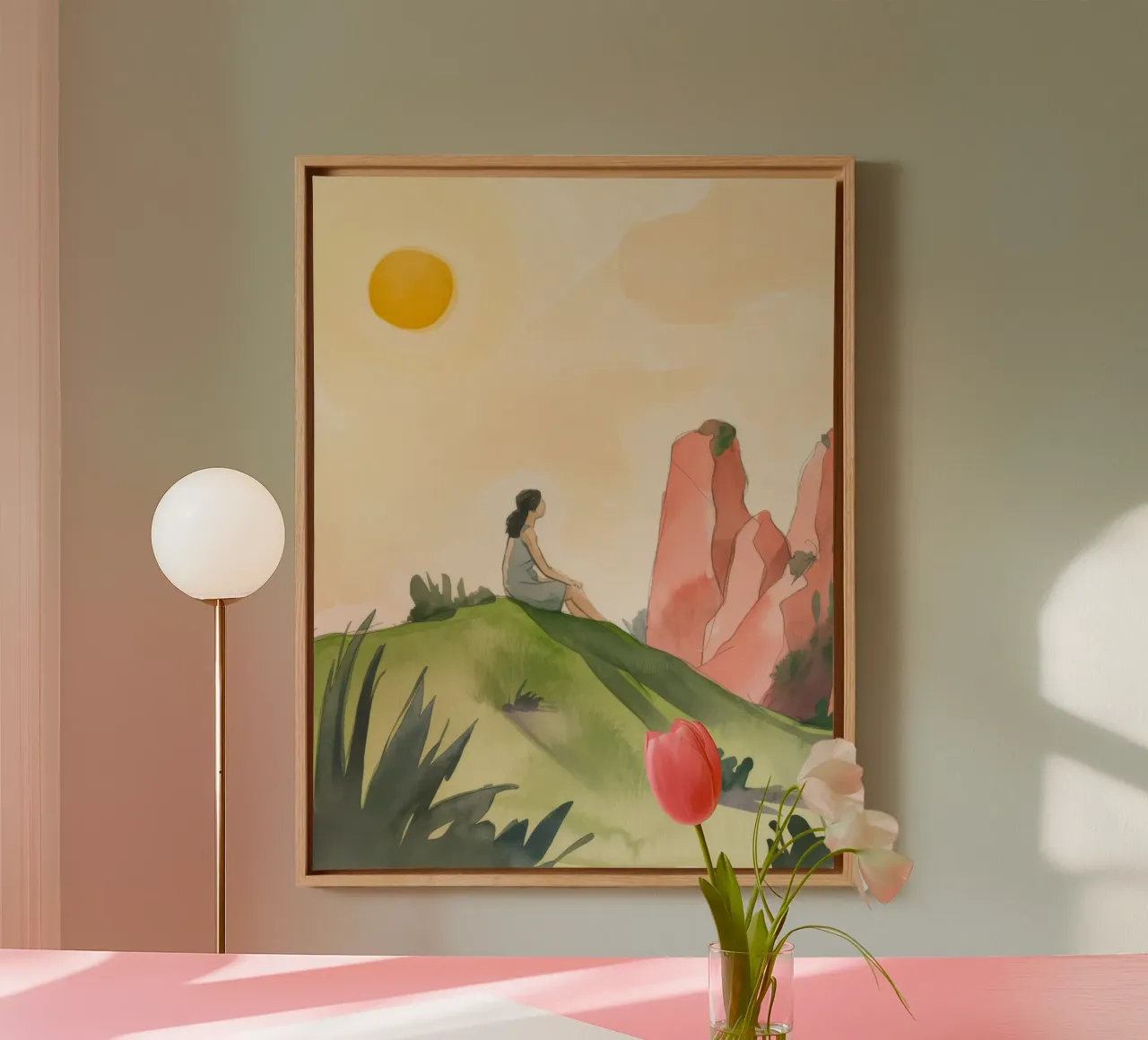 Sunlit Reverie canvas with Floater frame by Artie Shifa