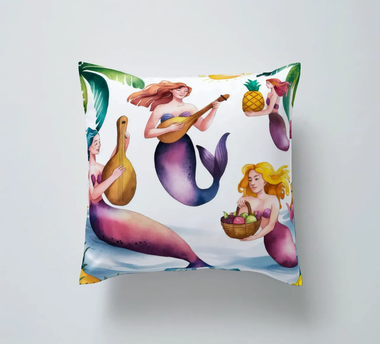 Mermaids Paradise decorative cushion by Artie Shifa