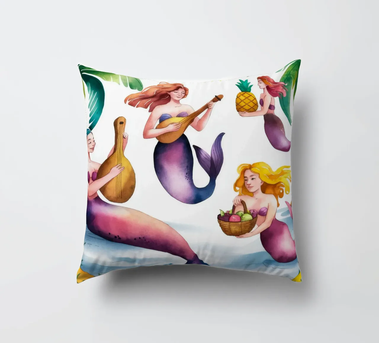 Mermaids Paradise decorative cushion by Artie Shifa