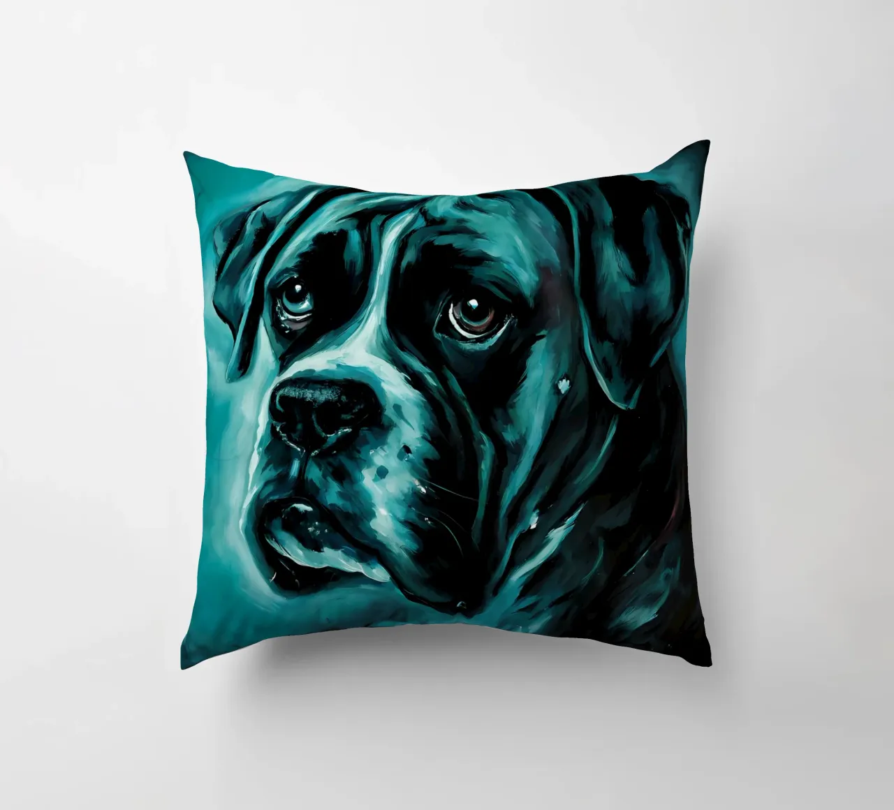 Boxer Dog Blues Art - Bold Pet Portrait decorative cushion by flufftee