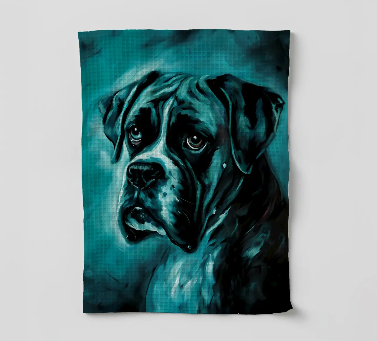 Boxer Dog Blues Art - Ritratto in grassetto di un animale domestico canovaccio da cucina da flufftee