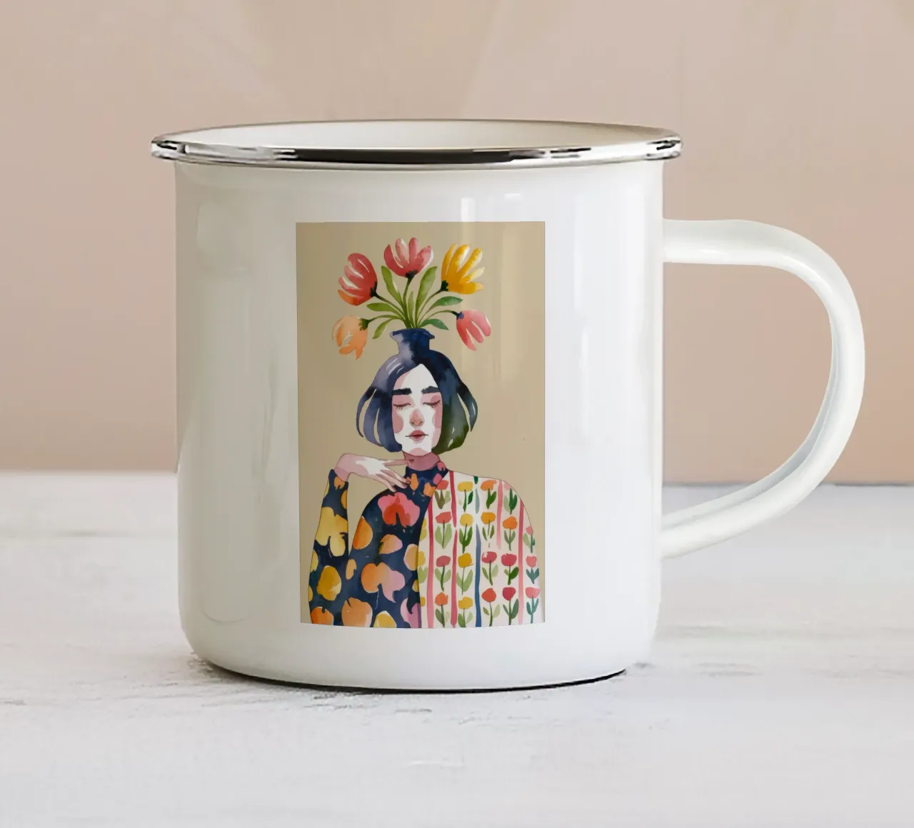 Identità in fiore tazza in smalto da Artie Shifa