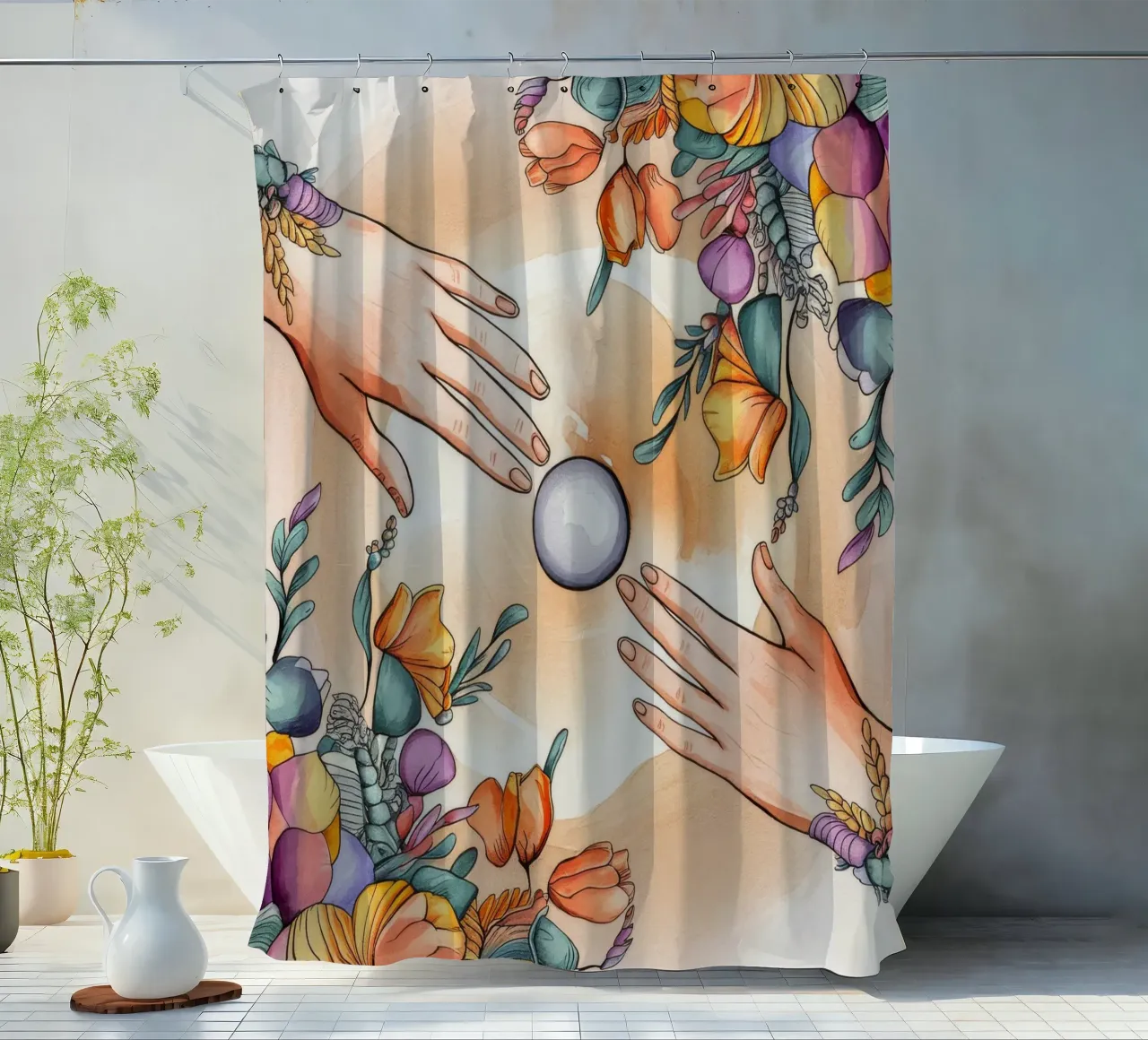 Unity in Bloom Duschvorhang von Artie Shifa