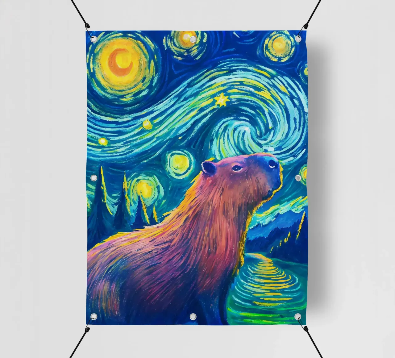 Capibara - Sotto le stelle di notte telo in pvc da flufftee