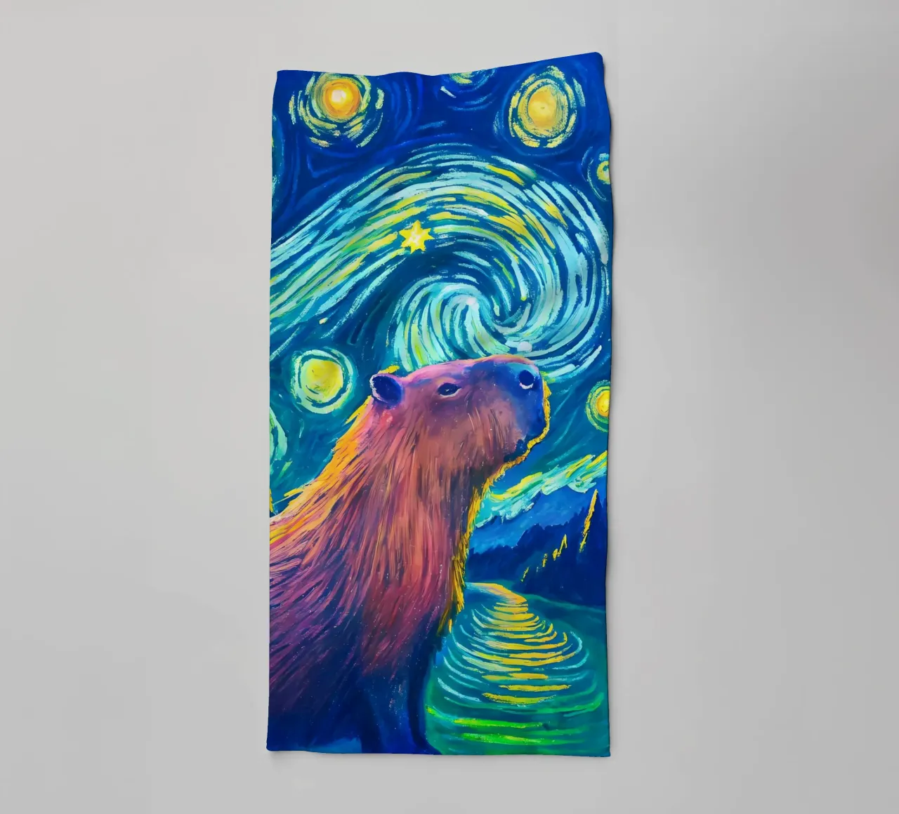 Capibara - Sotto le stelle di notte asciugamano da bagno da flufftee