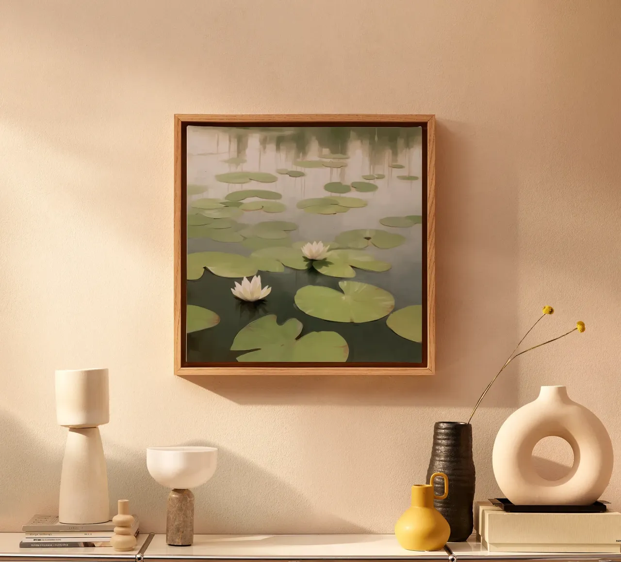 Waterlelies in de vijver canvas met Baklijst van Carinaprint