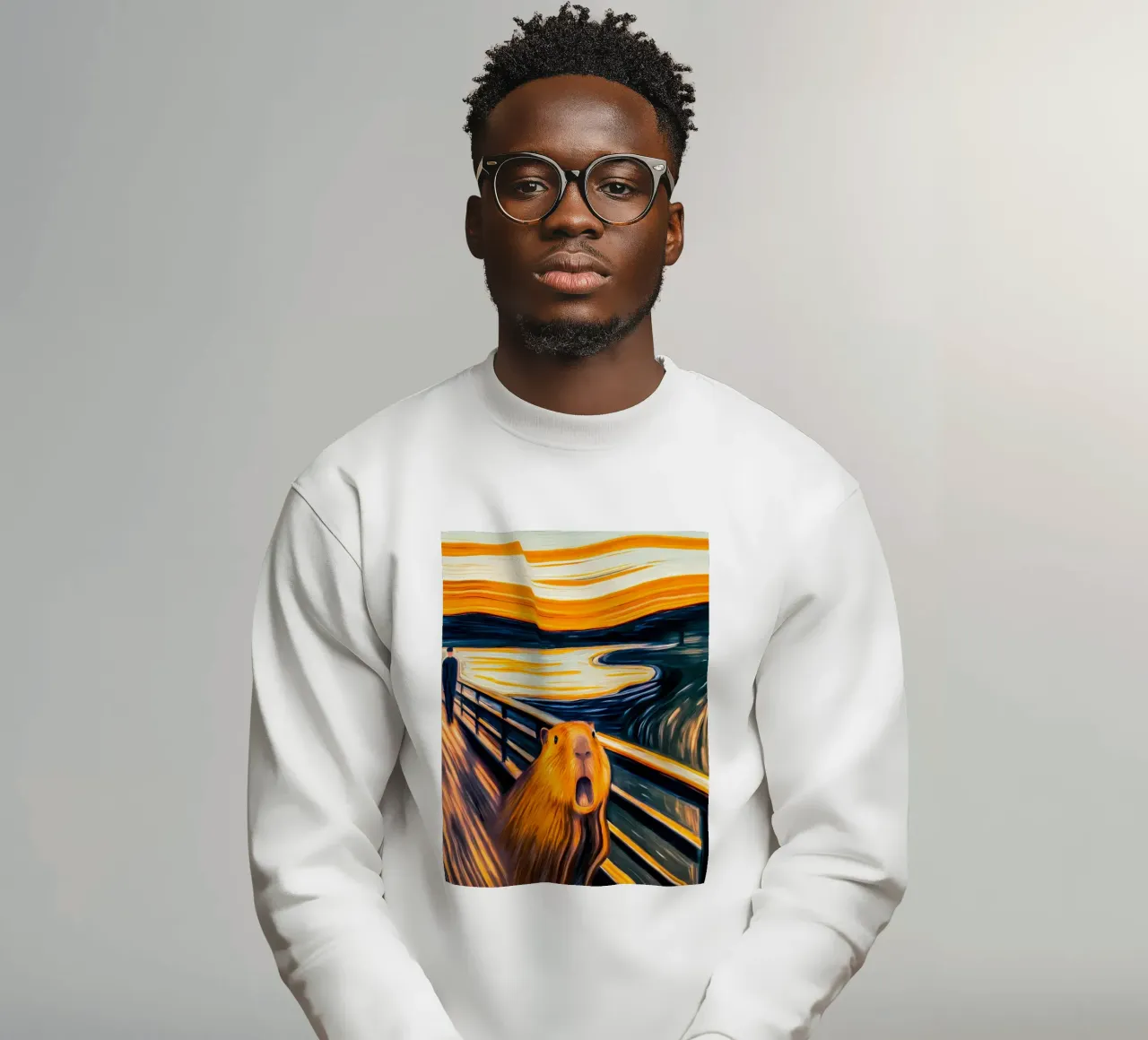 The Scream of the Capybara - A Modern Masterpiece sweatshirt by flufftee