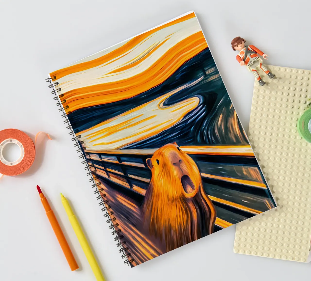 The Scream of the Capybara - A Modern Masterpiece spiral notebook by flufftee