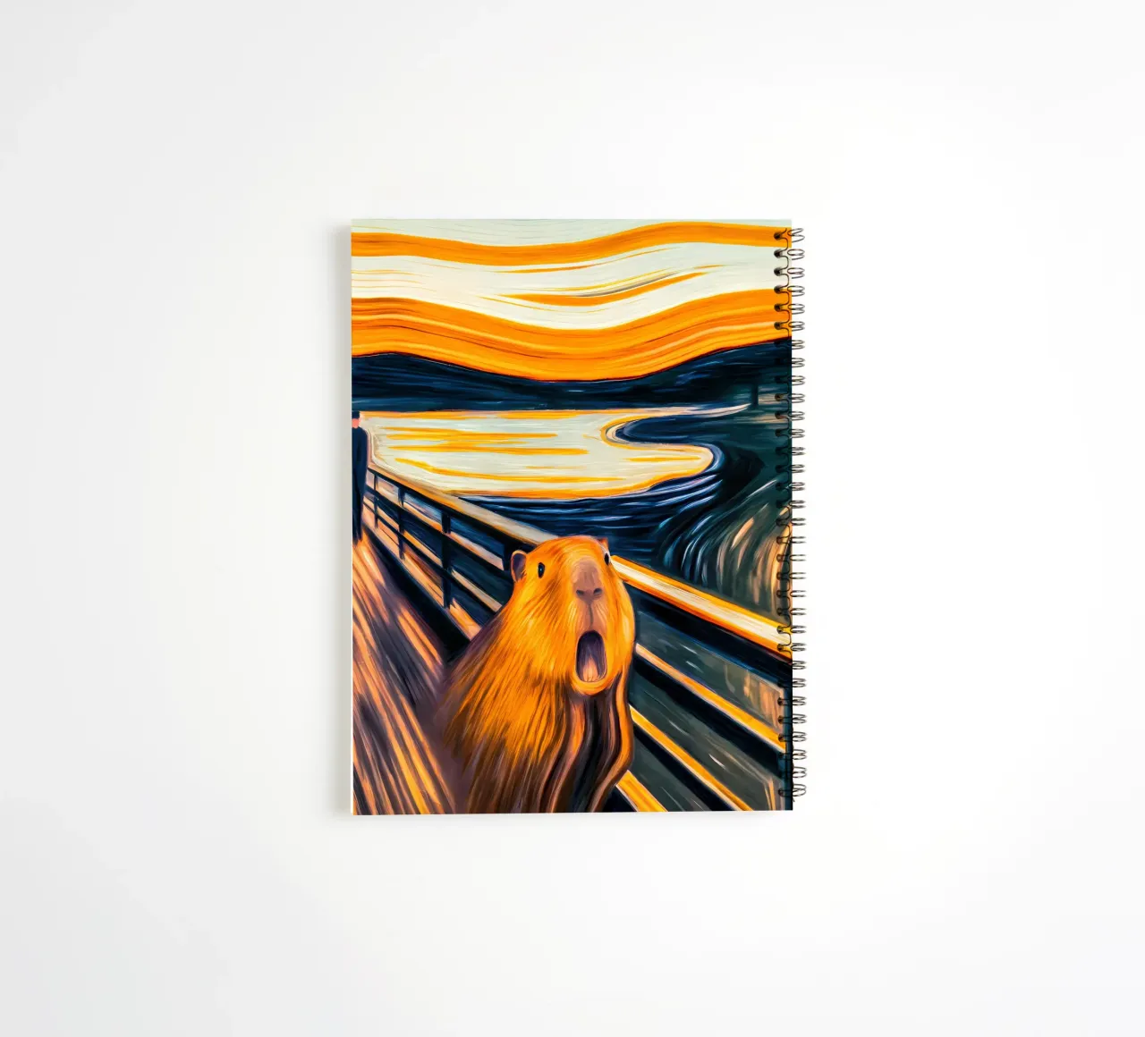 The Scream of the Capybara - A Modern Masterpiece spiral notebook by flufftee