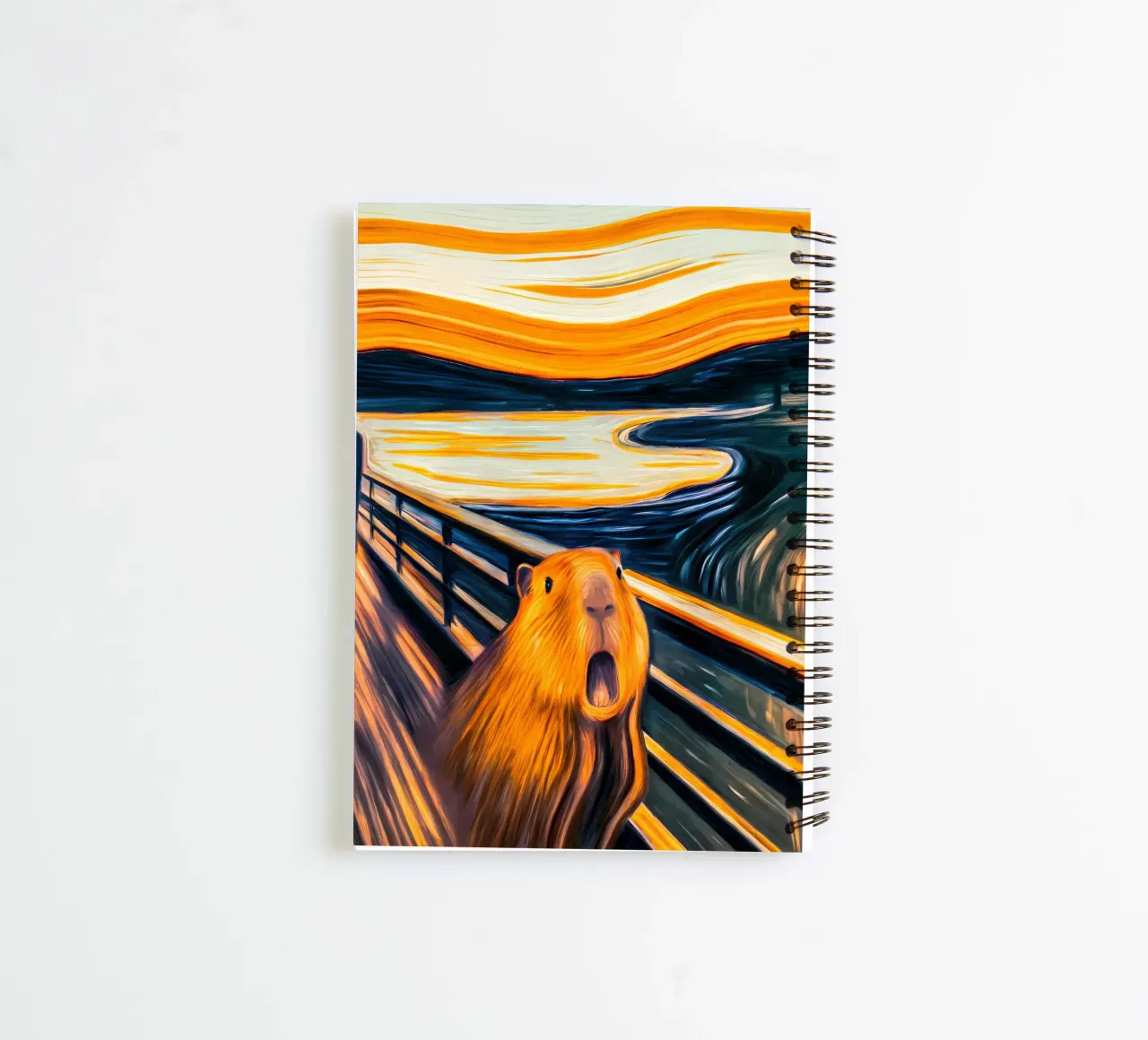 The Scream of the Capybara - A Modern Masterpiece spiral notebook by flufftee
